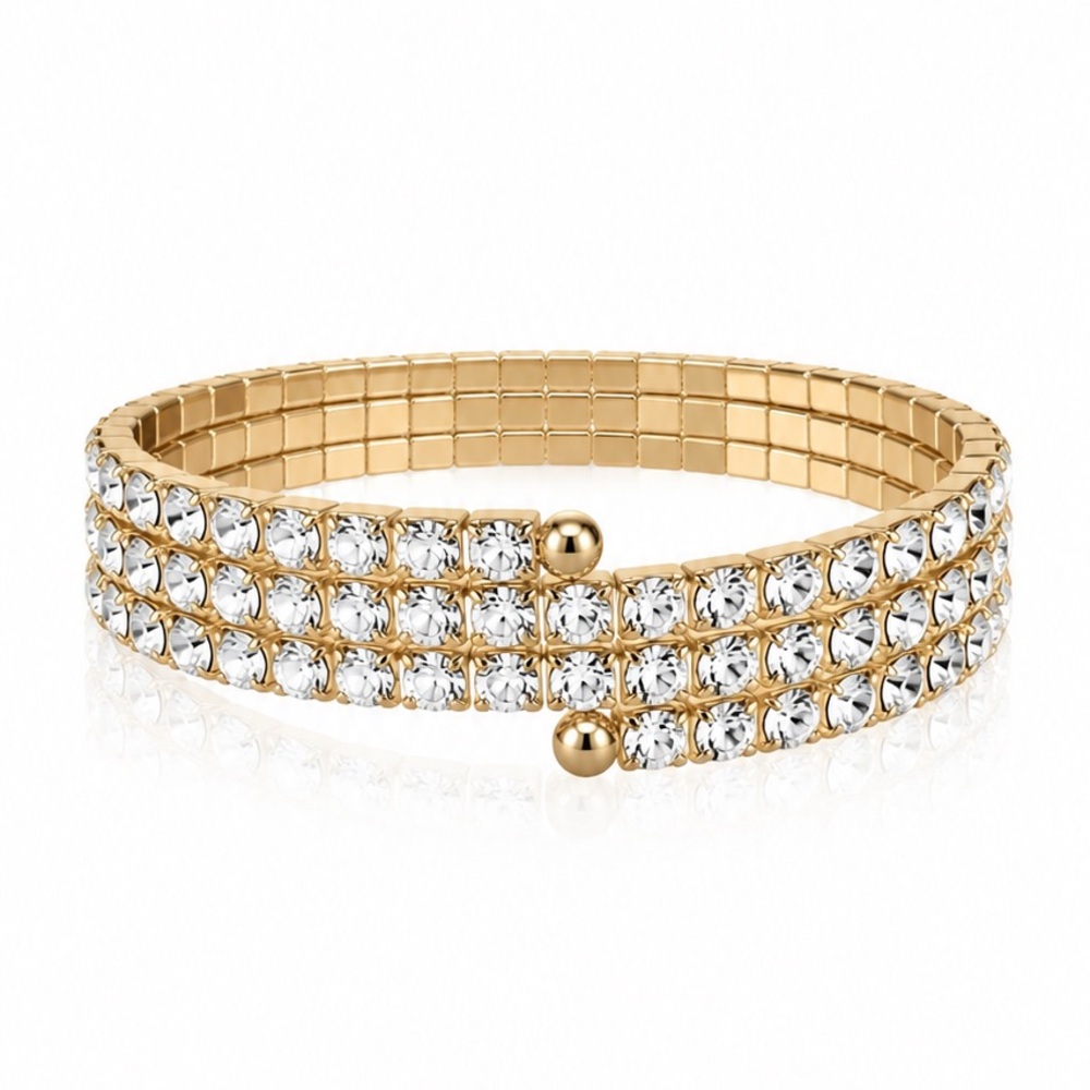 Elegant Gold-Tone Crystal Stretch Bracelet